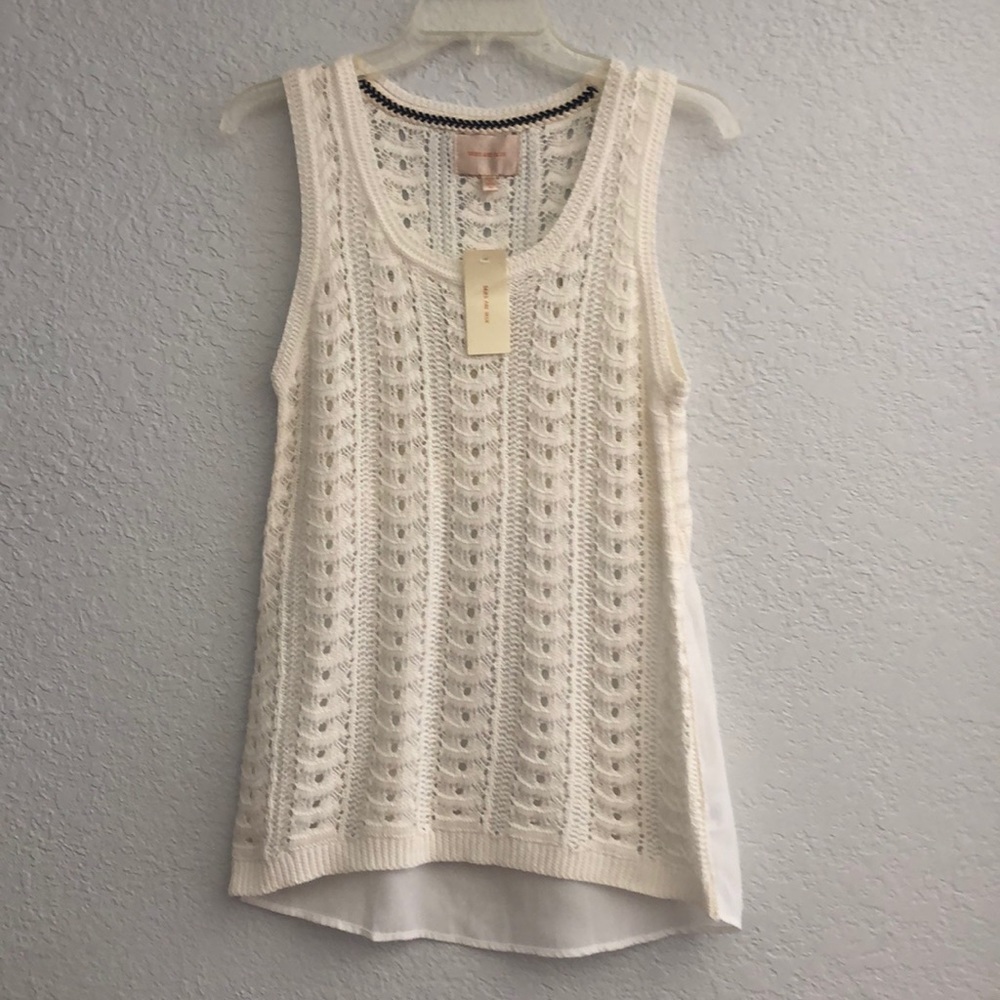 White knit/Crocheted tank by Skies Are Blue UO